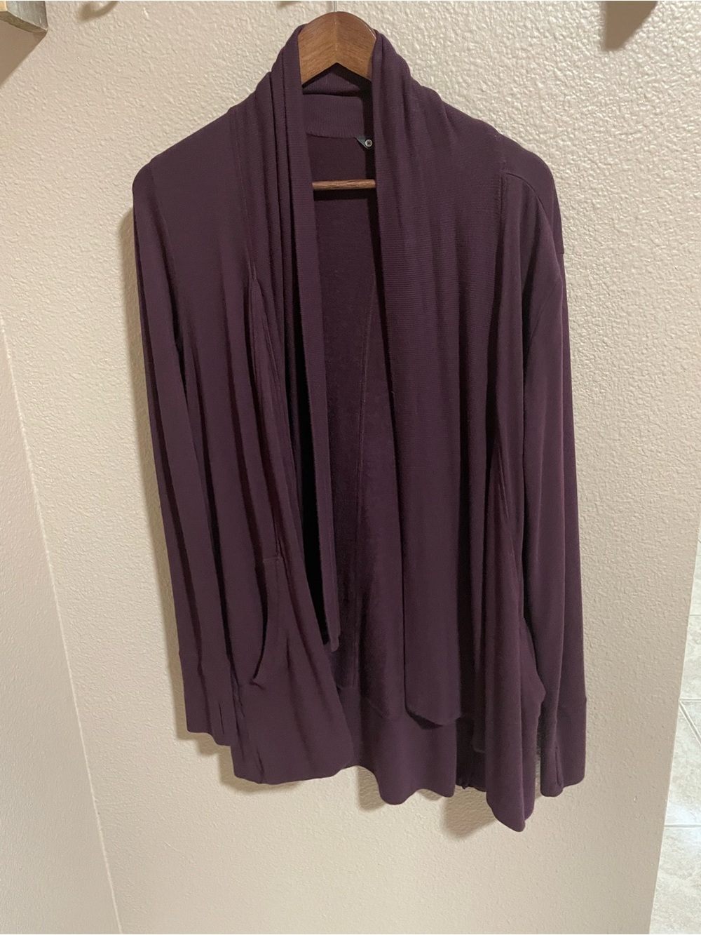 Women's Open-Front Draped Cardigan Sweater - Plum